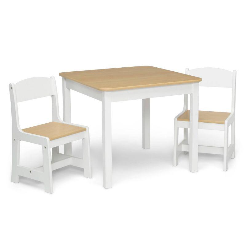 Bianca White and Natural Kids' Wood Table and Chair Set