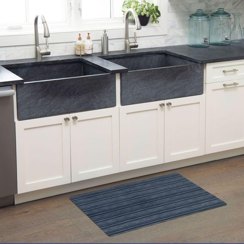 SoHome Smooth Step Striped Machine Washable Low Profile Stain Resistant Non-Slip Versatile Utility Kitchen Mat