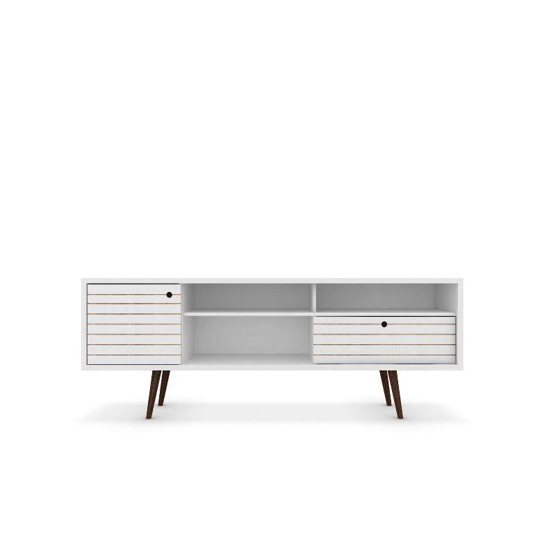Liberty 3 Shelf and 1 Drawer TV Stand for TVs up to 65" White - Manhattan Comfort: Media Console with Cable Management
