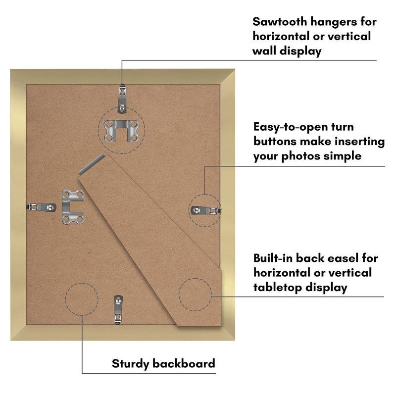 Americanflat 5 Pack of 8x10 Frames with 5x7 Mat - Plexiglass Cover - Gold