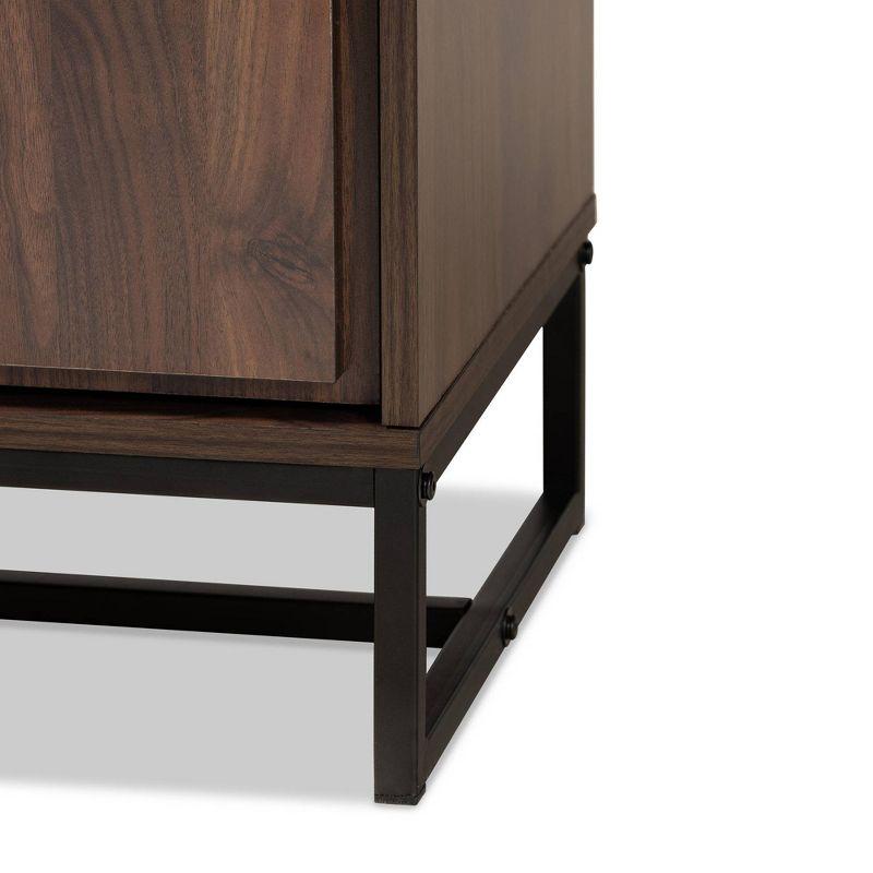 Neil Wood and Metal Storage Cabinet Brown/Black - Baxton Studio: Modern Accent Furniture with Fixed Shelves, 2 Drawers