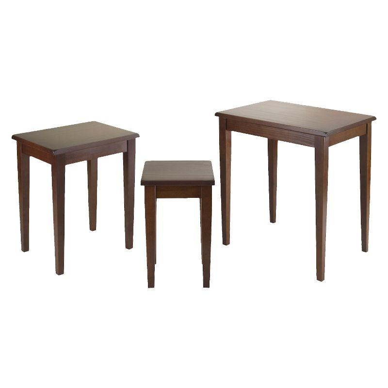 3pc Regalia Nesting Table Walnut - Winsome: Beechwood, Tapered Legs, Stackable