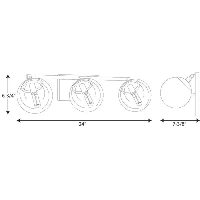 Progress Lighting Mod 3-Light Wall Light in Polished Chrome with Clear Glass Shades