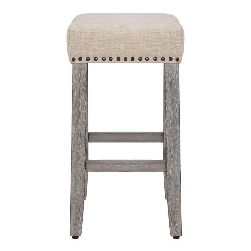 WestinTrends 24" Upholstered Saddle Seat Counter Stool (Set of 2), Antique Gray/Beige