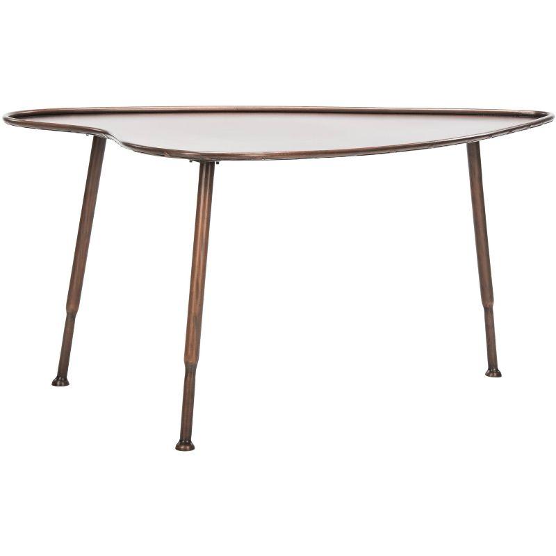 Tessa 39" Brown and Silver Metal Triangular Coffee Table