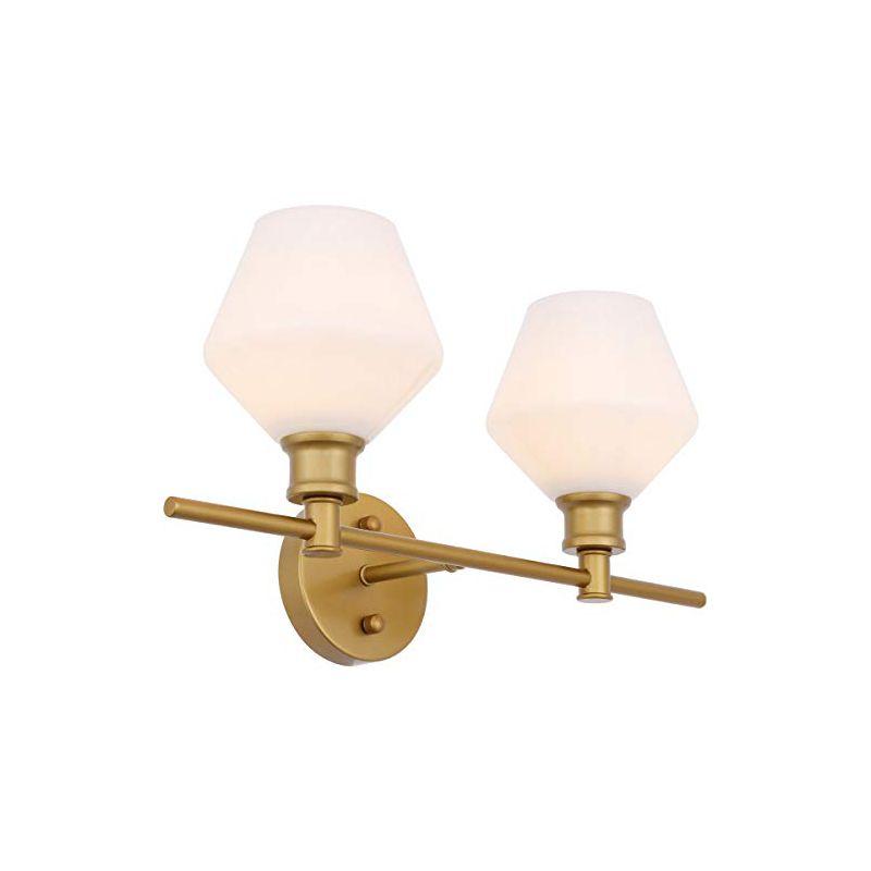 Elegant Lighting Gene 2 light Brass and Frosted white glass Wall sconce