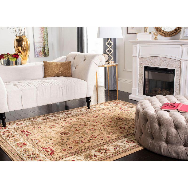 Ivory and Beige Floral Tufted Rectangular Area Rug, 8' x 11'