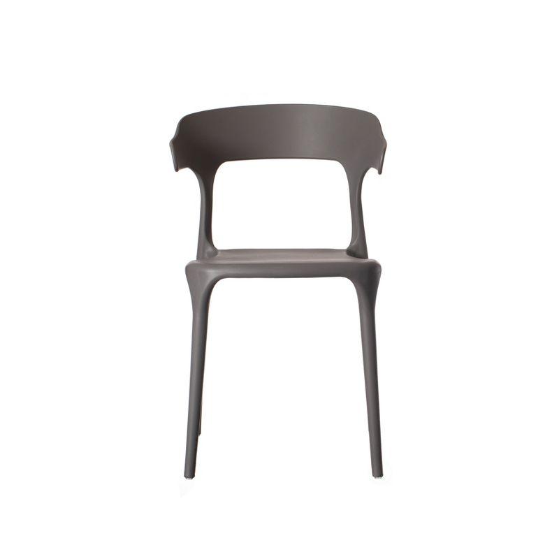 Fabulaxe Modern Plastic Outdoor Dining Chair with Open U Shaped Back