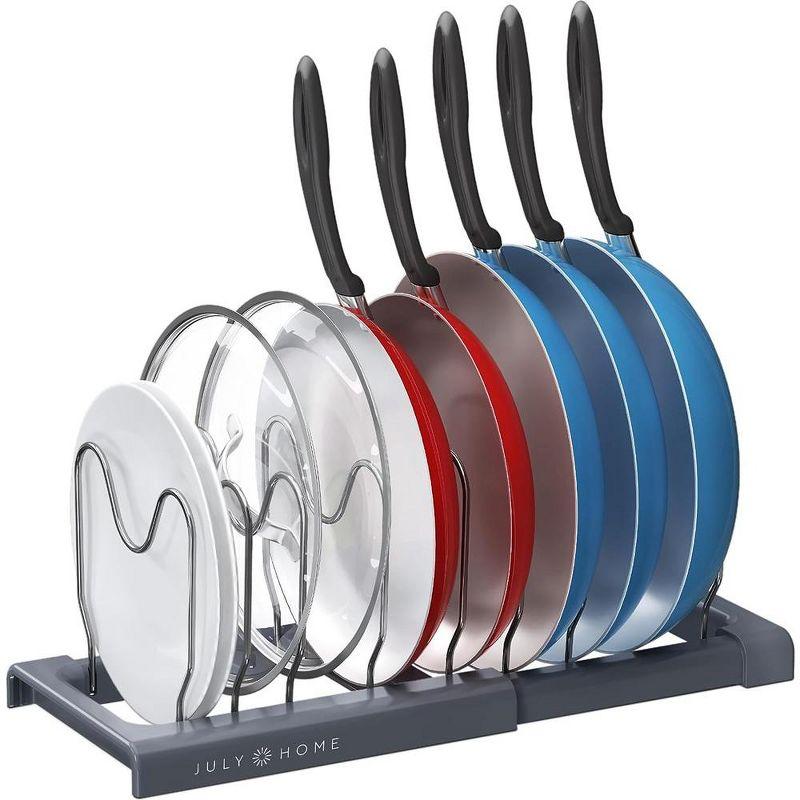 Expandable Gray Metal Pot and Pan Organizer Rack