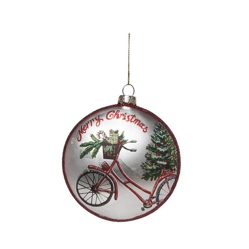 Multicolored Glass Christmas Bicycle Ornament, 4.5 Inches