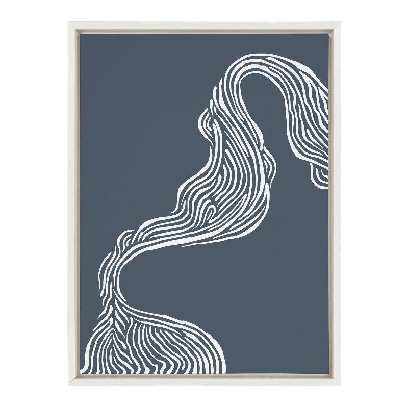 Rich Blue Abstract River Framed Canvas Wall Art