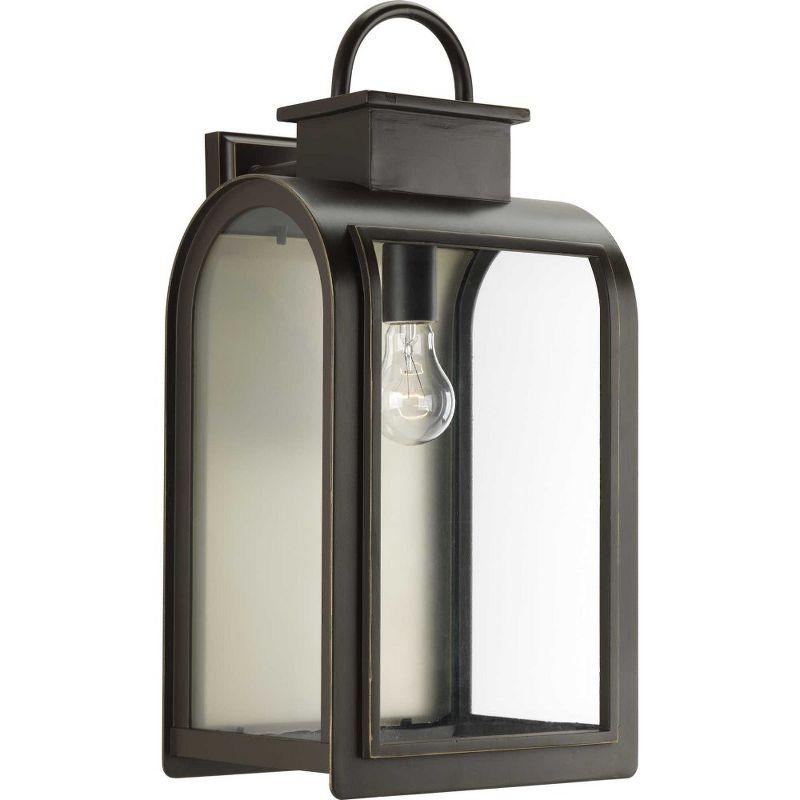 Progress Lighting Refuge 1-Light Large Wall Lantern, Oil Rubbed Bronze, Clear Glass, Umber Reflector Panel