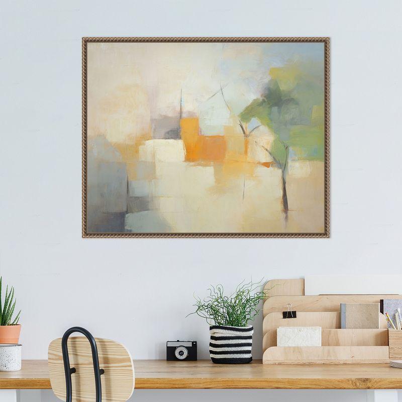 Amanti Art Green, Orange Abstract Forms II by Irena Orlov Framed Canvas Wall Art