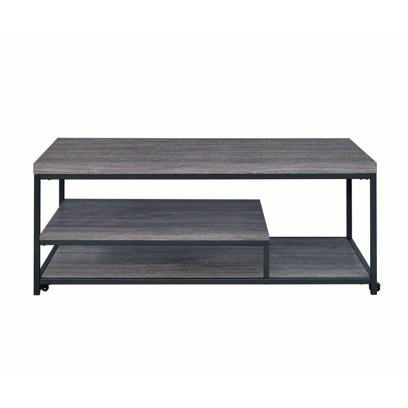 Aspen Weathered Gray Oak Metal Base 3PC Cocktail Table Set