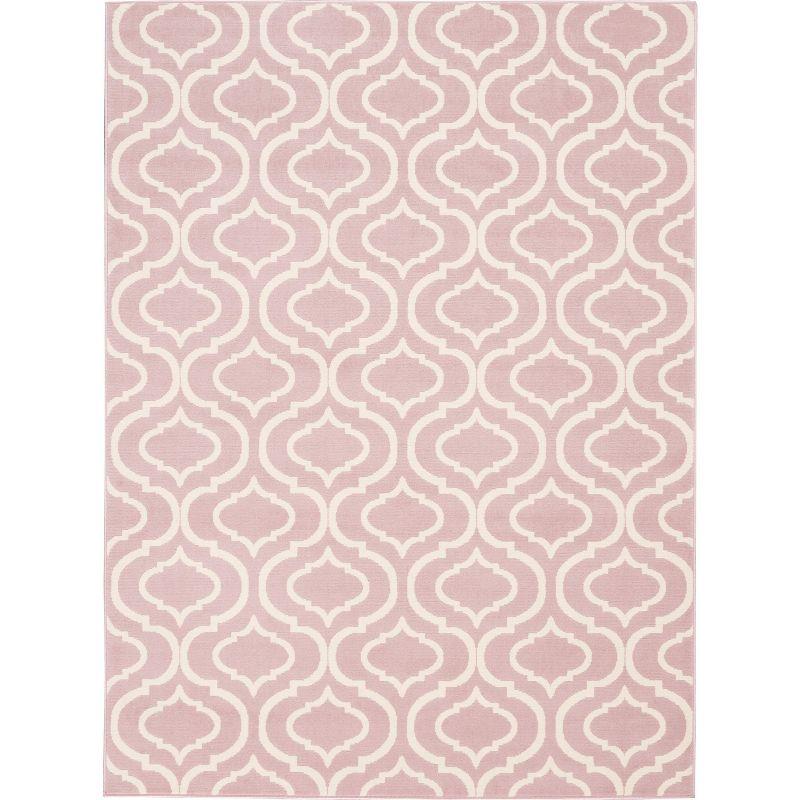 Nourison Jubilant 6' x 9' Pink Indoor Area Rug Moroccan Casual Trellis by Nourison