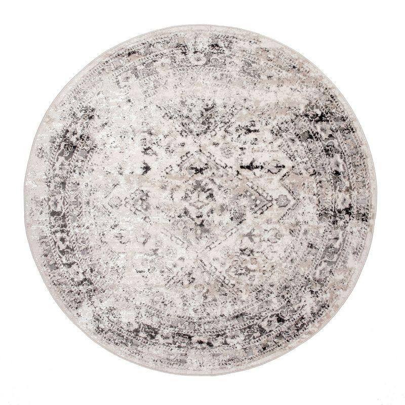 Nuloom Madisson Medallion 5 Round Indoor Area Rug for Living Room Bedroom Dining Room Kitchen, Grey/Ivory