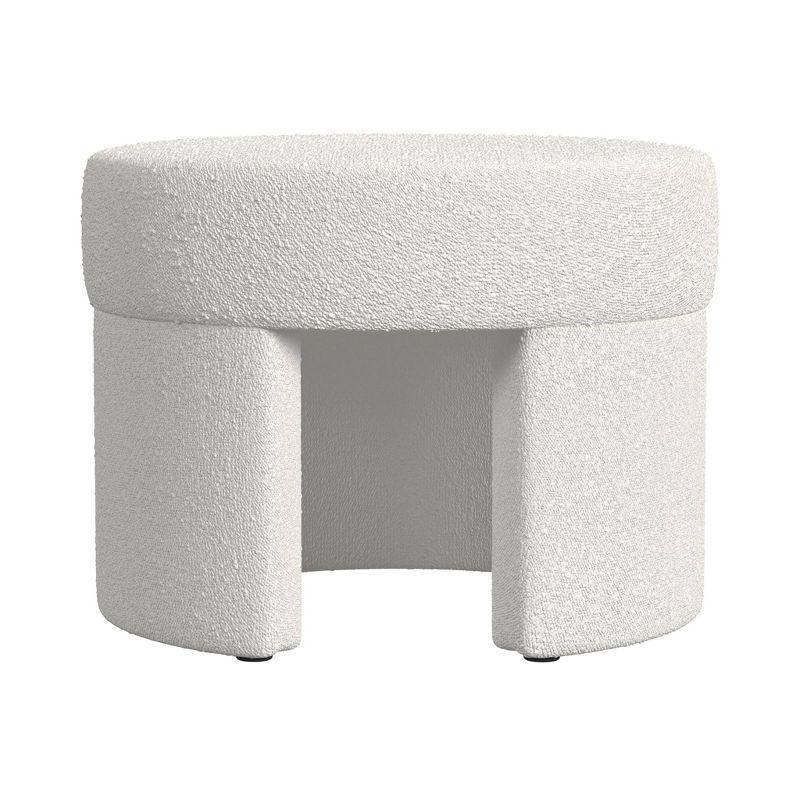 Sophia Cream Boucle Round Ottoman with Soft Plush Fabric