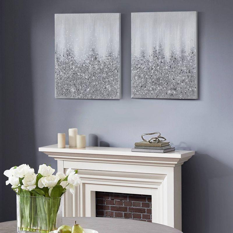 2pc Glimmer Hand Brushed Textured Canvas Art Set with Rock & Stone - Madison Park