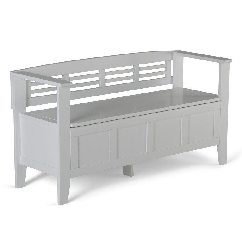 Simpli Home Adams 48"W Solid Wood Contemporary Entryway Storage Bench with Lift-Top Lid and Dual Compartments