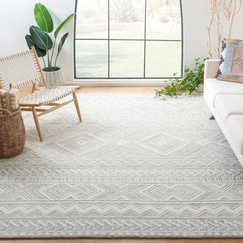 Elegant Gray Square Hand-Tufted Wool Area Rug