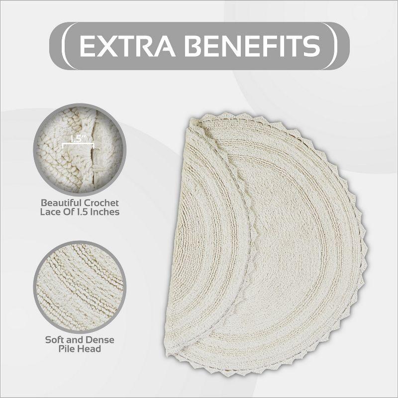 Better Trends Lilly Crochet 100% Cotton Tufted Reversible Bath Rug 30" Round - Ivory