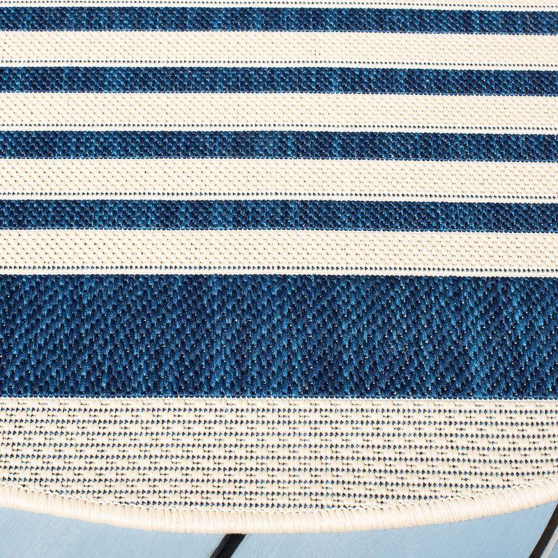 Courtyard CY6062 Power Loomed Indoor/Outdoor Area Rug - Navy/Beige - 7'10" Round - Safavieh.