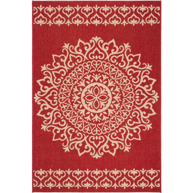 Beach House BHS183 POWER LOOMED Indoor/Outdoor Runner Rug - Red/Creme - 2'2"x4' - Safavieh
