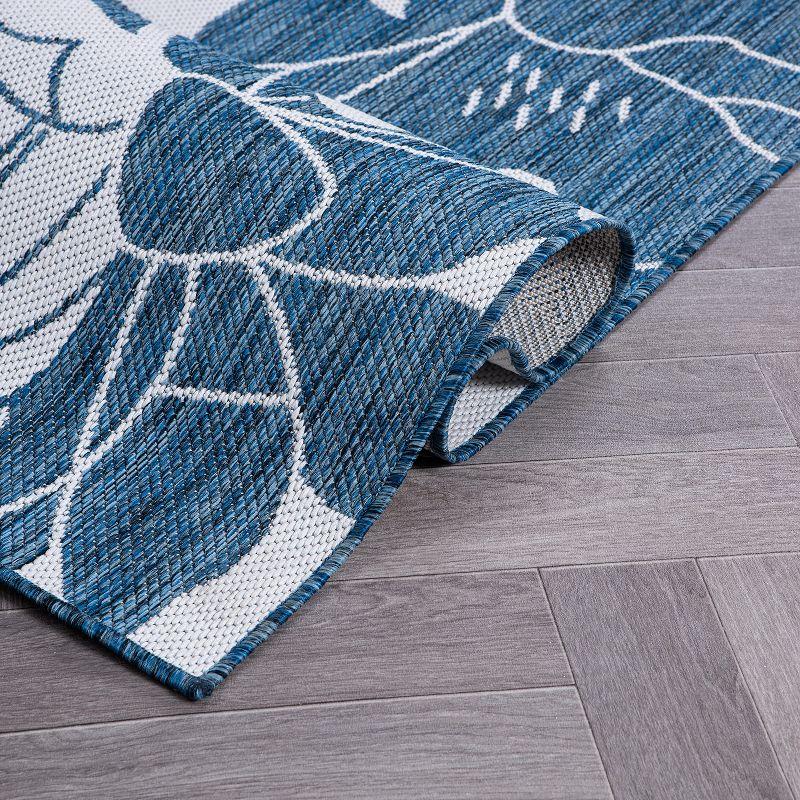 World Rug Gallery Modern Floral Flowers Textured Flat Weave Indoor/Outdoor Area Rug - NAVY 2'x3'