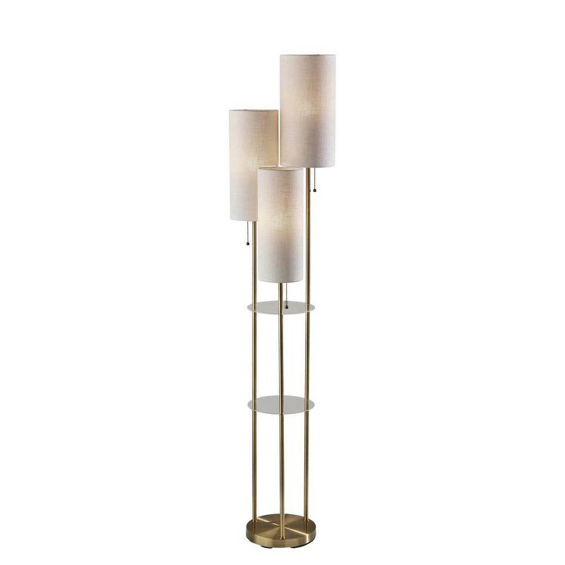 Adesso Trio Floor Lamp Antique Brass: Metal Body, Polyester Shade, ETL Listed, Pull Chain Switch