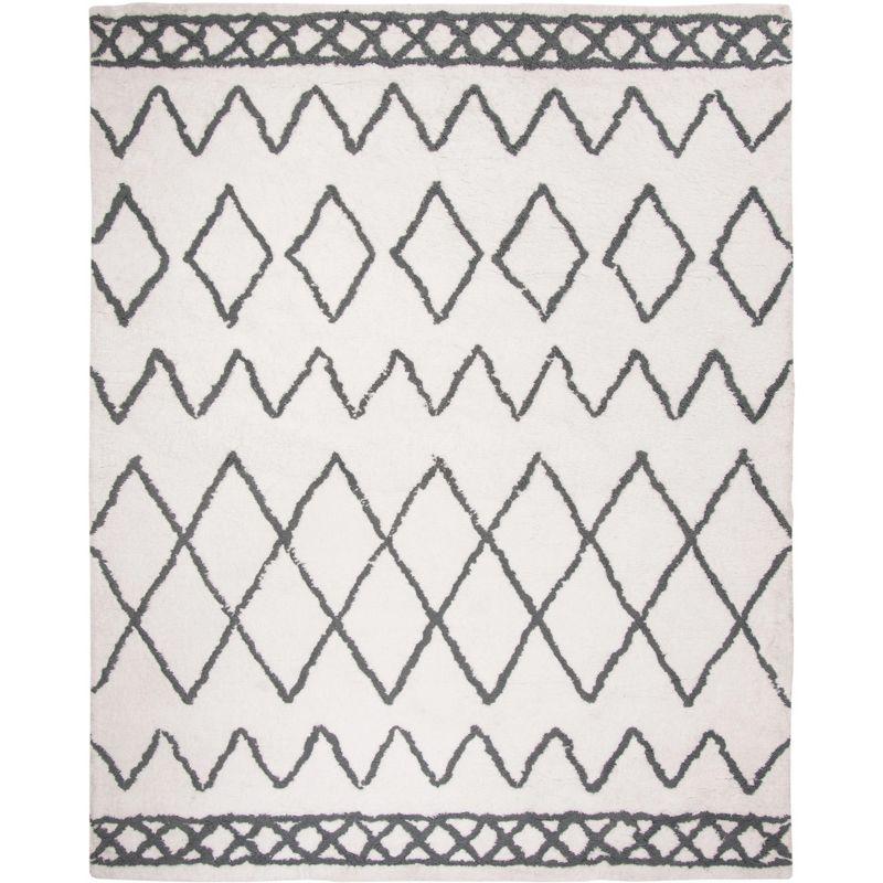 Equinox Shag EQS711 Hand Tufted Indoor Area Rug - Cream/Grey - 8'x10' - Safavieh