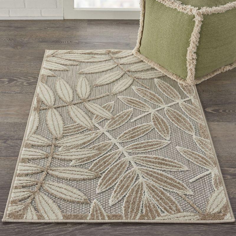 Nourison Aloha Floral Leaf Flatweave High-Low Indoor Outdoor Area Rug Natural 2'8" x 4'