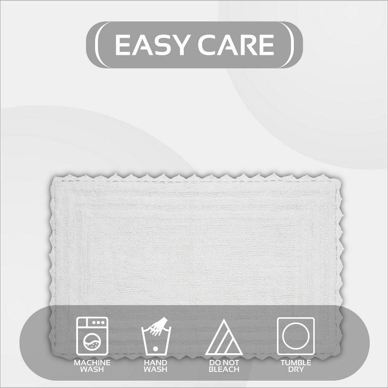 Better Trends Lilly Crochet 100% Cotton Tufted Reversible Bath Rug 21" x 34" Rectangle - White