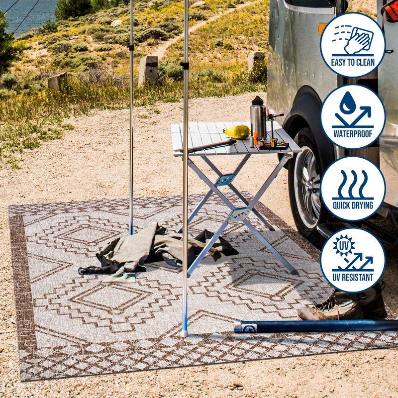 4'x6' Marokko Diamond  Medallion Indoor/Outdoor Area Rug, Beige/Brown - JONATHAN Y