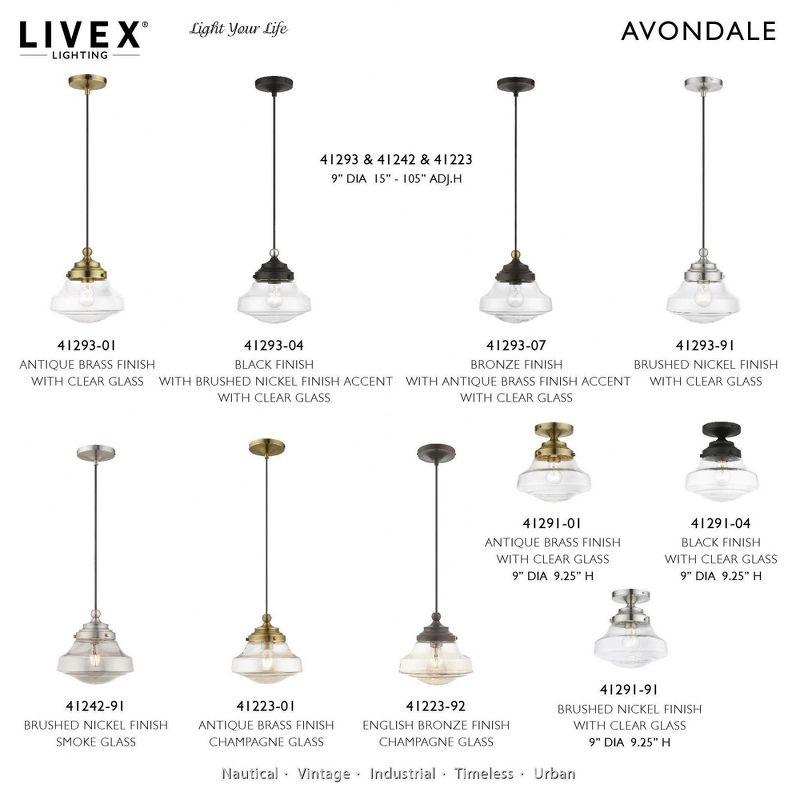 Livex Lighting Avondale 1 - Light Pendant in  Black/Brushed Nickel