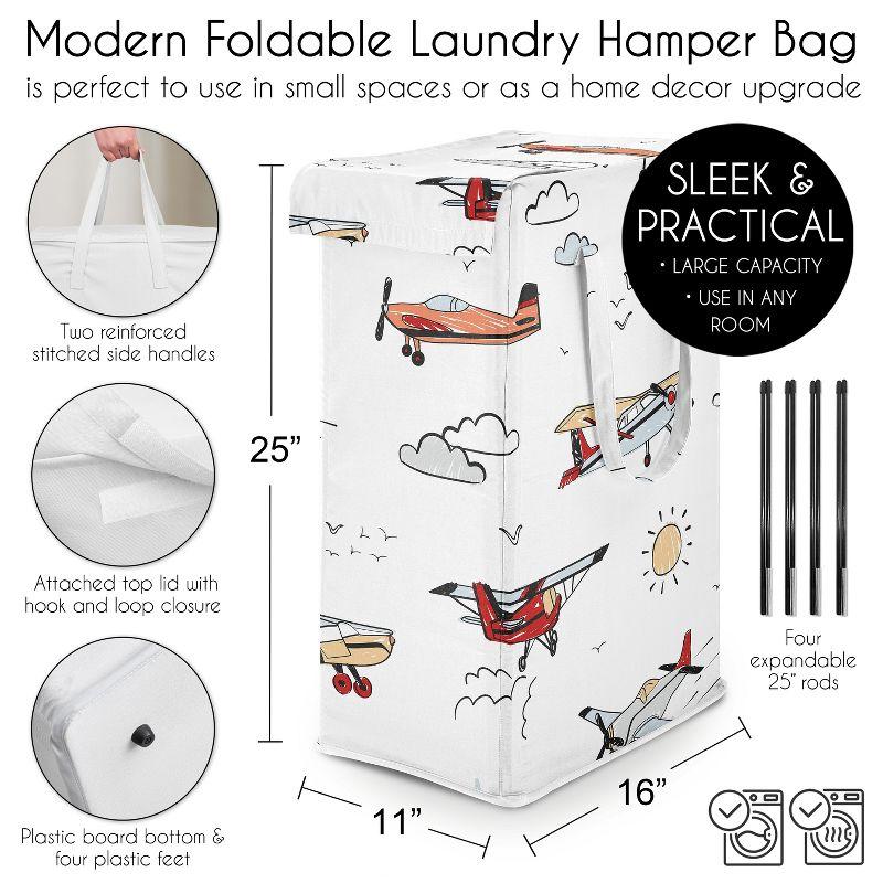 Sweet Jojo Designs Boy Foldable Laundry Hamper with Handles Airplane Red Blue and White