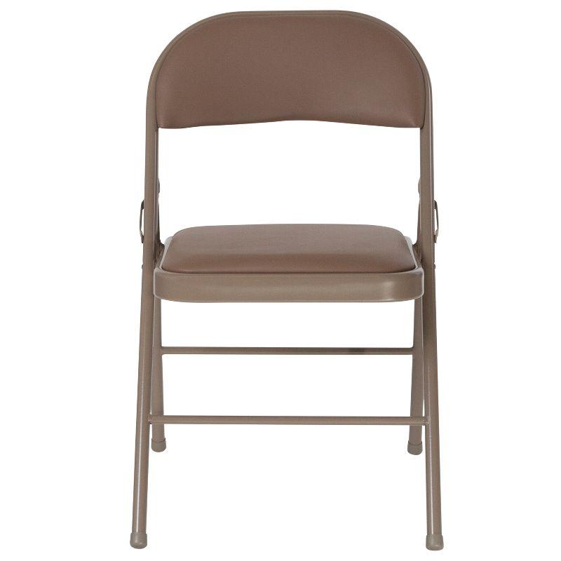 Beige Vinyl Armless Metal Reception Folding Chair Set