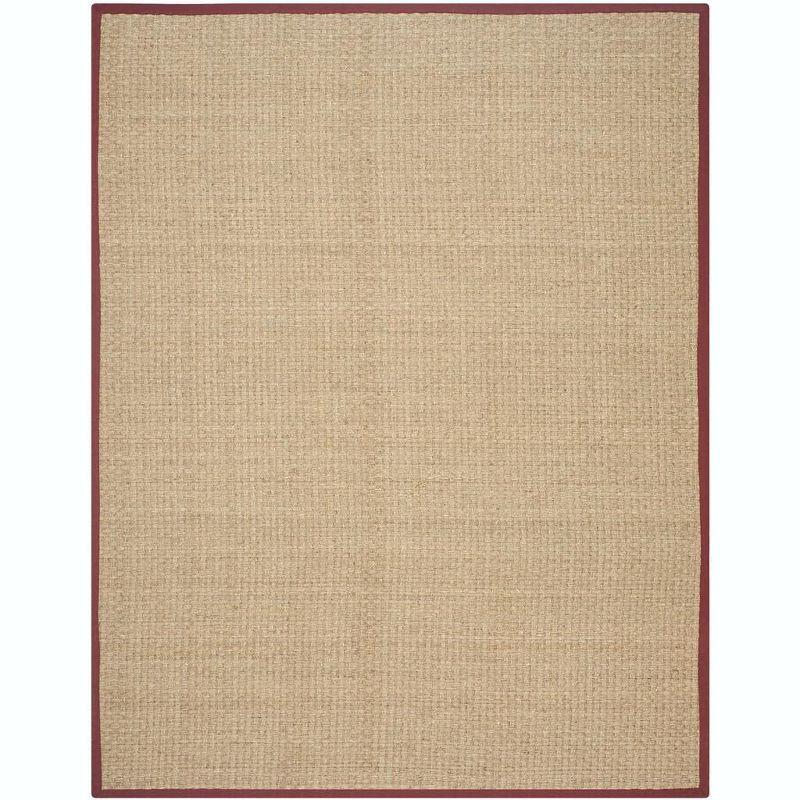 Natural and Red Flat Woven Wool Cotton Area Rug