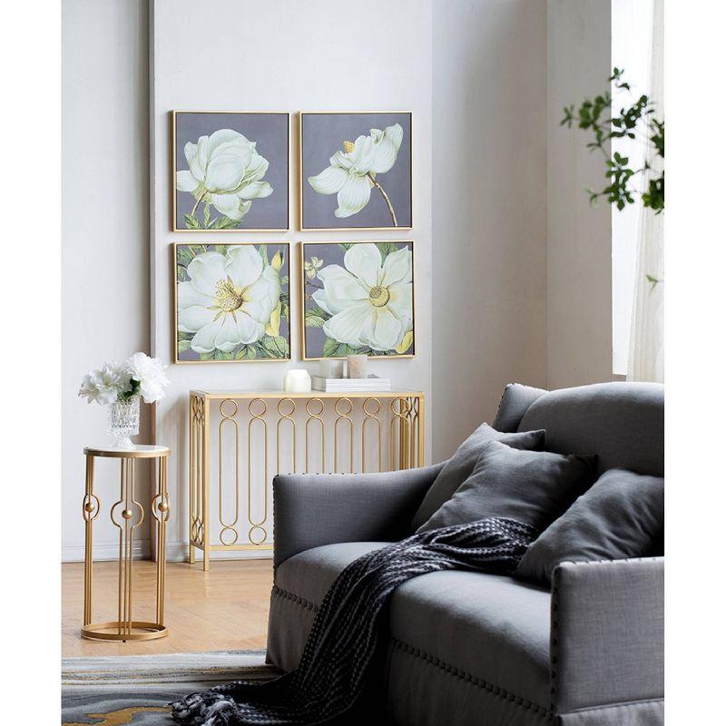 Blooming Florals Framed Wall Art -20"W X 1.5"L X 20"H - Gold