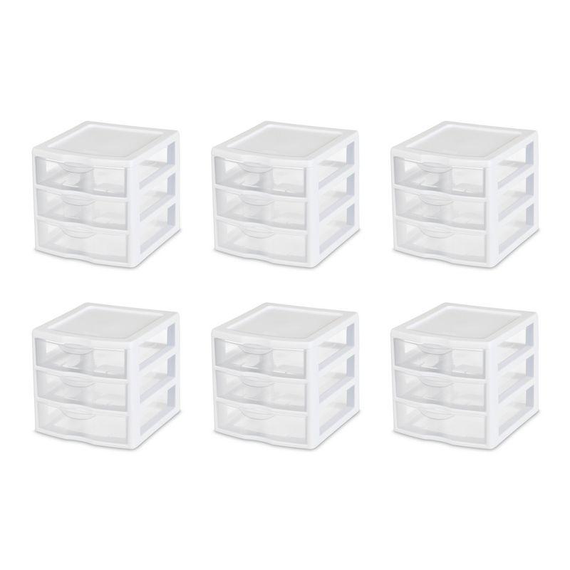 Sterilite Clearview Plastic Multipurpose Small 3 Drawer Desktop Storage Organization Unit for Home, Classrooms, or Office Spaces