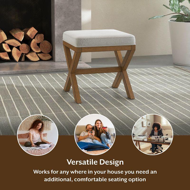 Hillsdale Furniture 18.5" Somerset Backless Wood Vanity Stool Fog: Padded Ottoman Bench, Polyester Upholstery