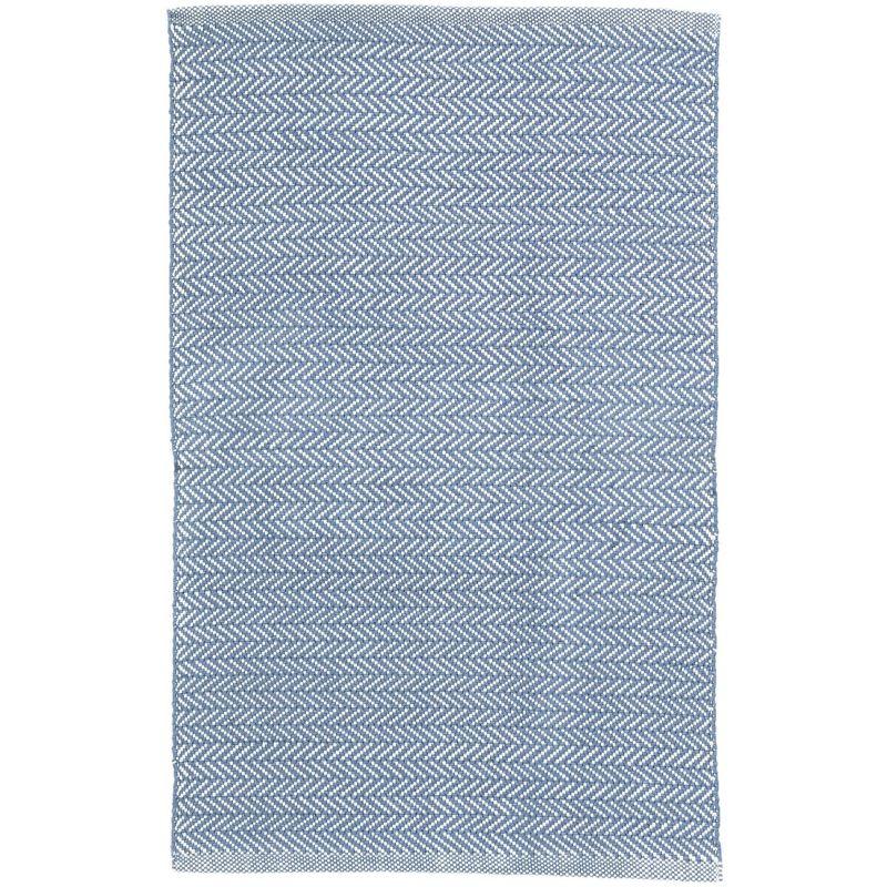 Herringbone Denim/Ivory Handwoven Indoor/Outdoor Rug