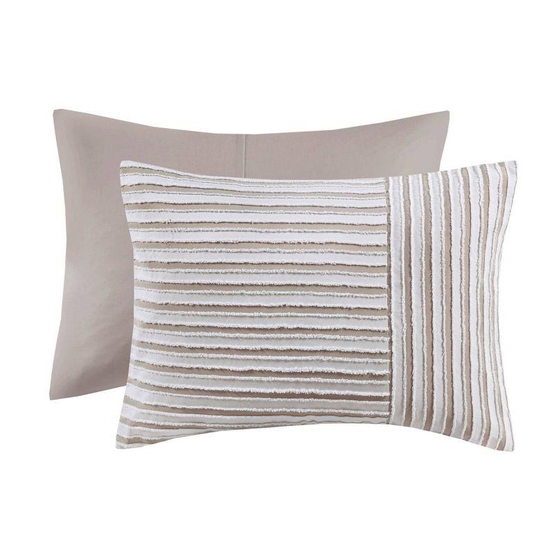 Taylor White/Natural Microfiber 5 Piece Comforter Set