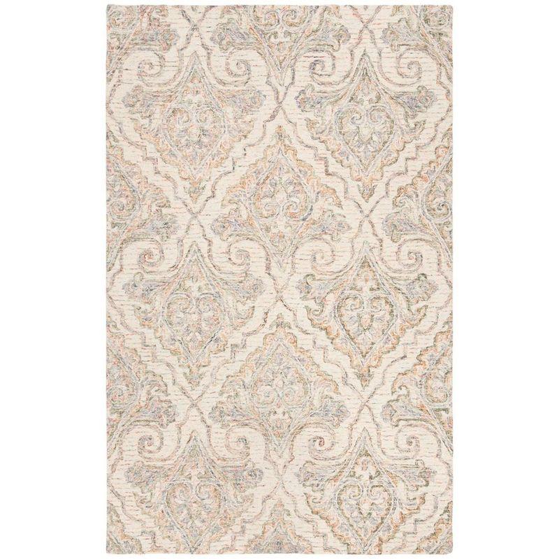 Handmade Ivory Wool Medallion Tufted Area Rug, 5' x 8'