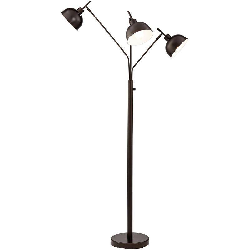 Pacific Coast Lighting Ironworks Modern 70 1/2" Tall Standing Floor Lamp Large Arc 3-Light Brown Metal Dark Bronze Finish Living Room Bedroom House