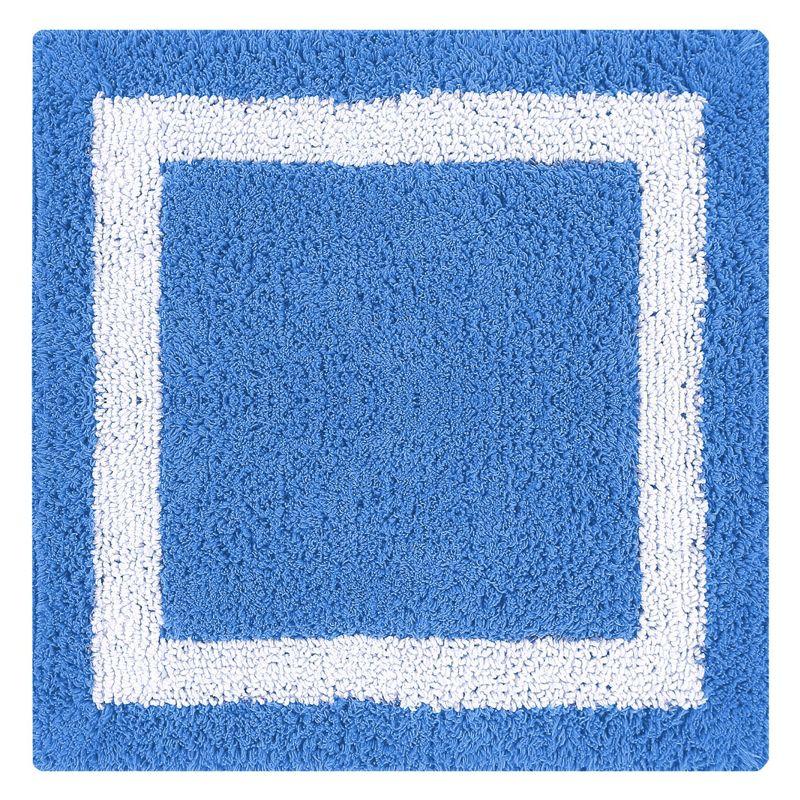 Hotel Collection Chic Minimalist 30" Round Blue & White Cotton Bath Rug