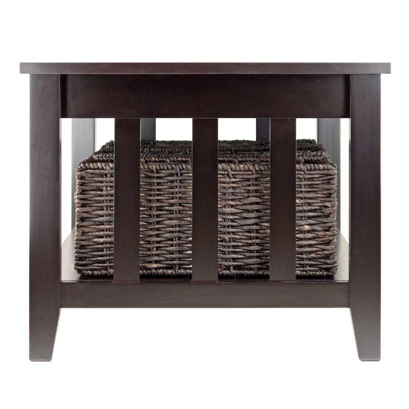 Winsome Morris Coffee Table with Baskets Espresso, Chocolate: Rectangular, Wood Composite, Fixed Shelf Storage