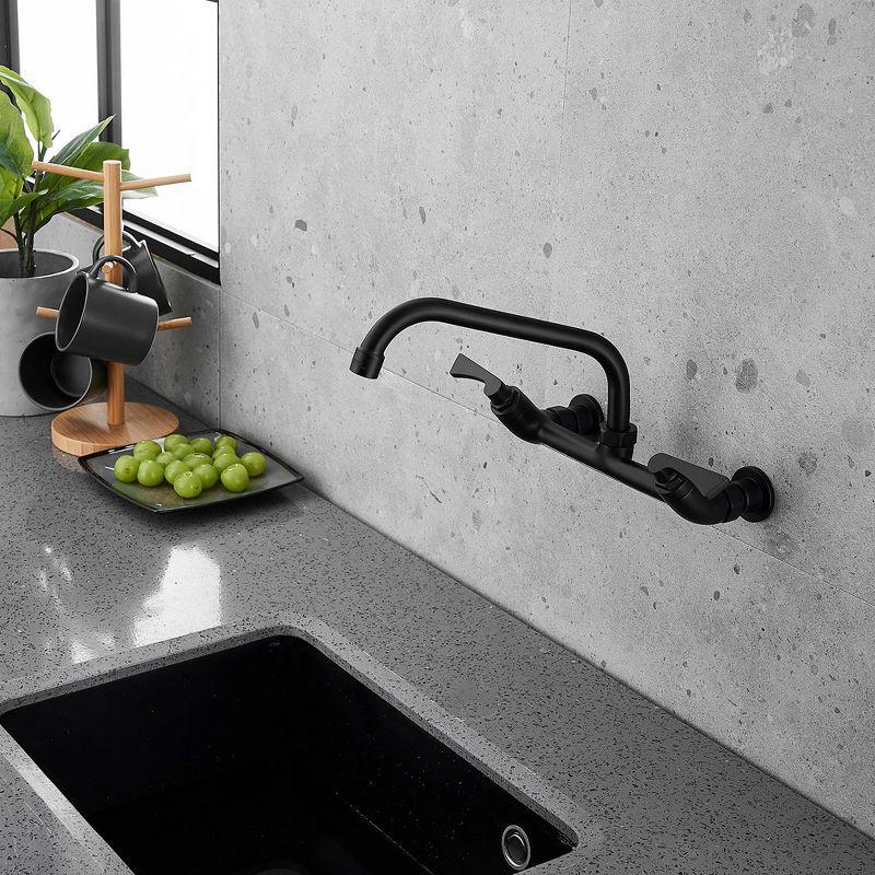 BWE Double-Handles Commercial Sink Faucet with 8" Swivel Spout Wall Mount Standard Kitchen Faucet