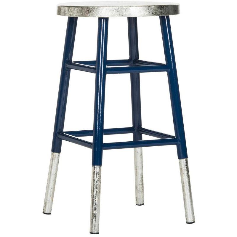 Kenzie Silver Dipped Counter Stool - FOX3211 - Navy/Silver - Safavieh Couture