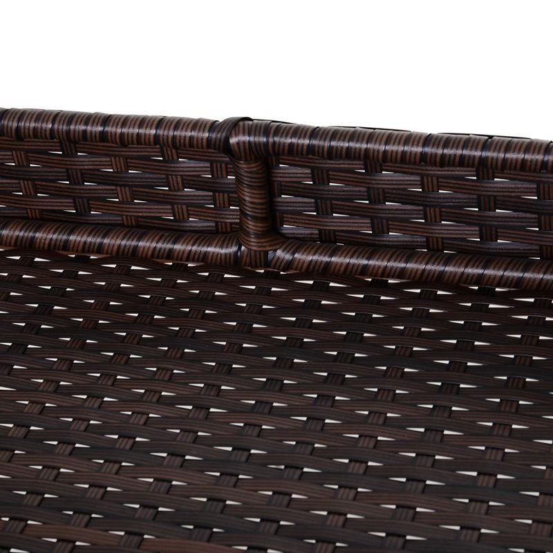 Outsunny Rattan Wicker Serving Cart with 2-Tier Open Shelf, Outdoor Wheeled Bar Cart with Brakes for Poolside, Garden, Patio