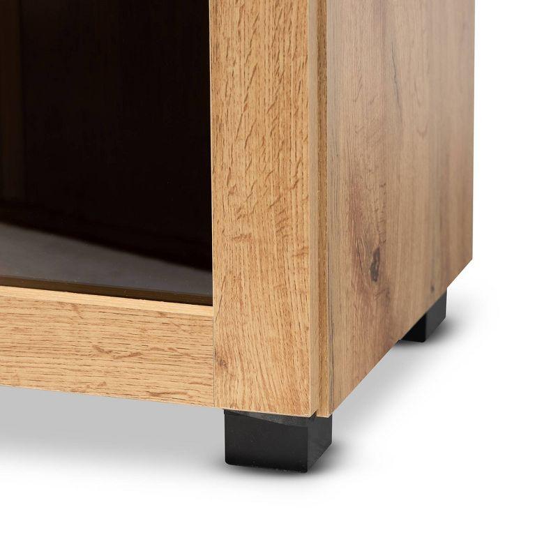 Mason Wood 2 Door Storage Cabinet with Glass Doors Oak Brown/Black - Baxton Studio: Contemporary Design, 3 Fixed Shelves